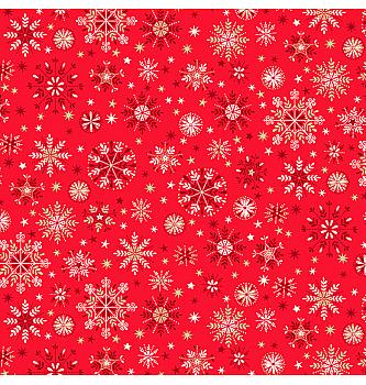 Patchwork blago Scandi snowflakes cream on red | 110cm