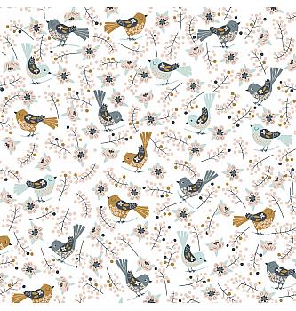 Poplin Ljubke ptice | bela | 100%CO