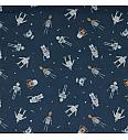 Poplin Roboti | digitalni tisk | temnomodra | 100%CO