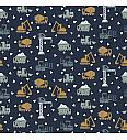 GOTS Poplin Gradbiščni stroji | temnomodra | 100%CO