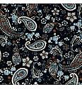 Viskozni poplin Cvetoči paisley | elastičen | temnomodra | 97%VI / 3%EL