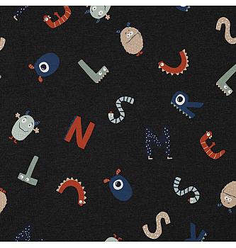 Jersey Pošastne črke | antracit melanž | 60%CO / 35%PL / 5%EL