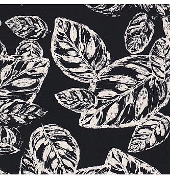 Viskoza z lanom Listi | temnomodra | 70%VI / 30%LI