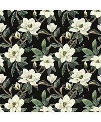 Verhees Deko bombaž Magnolija | črna | digitalni tisk | 100%CO 06372.003