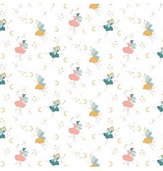 GOTS Poplin Čarobne vile | bela | 100%CO