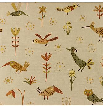 Poplin Gozdne ptice | peščena | 100%CO