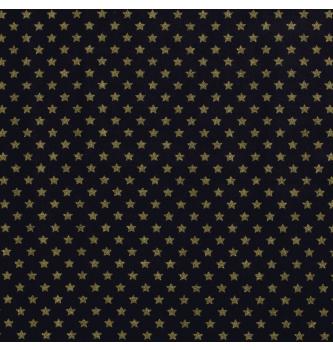 Poplin Božične zvezdice | metalik | temnomodra | 100%CO