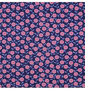Poplin Retro rožice | temnomodra | 100%CO
