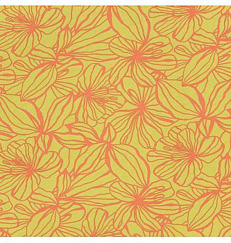 Viskozna tkanina Cvetlični obrisi | limeta | 80%VI / 20%PA