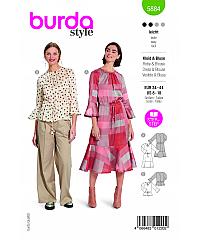 BURDA Kroj Obleka in bluza z zvonastimi rokavi 5884