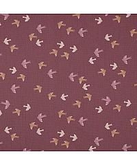 Verhees GOTS poplin Ptičice na nebu | bordo | 100%CO 05501.006