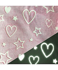 KH Group Mikroflis Glow In The Dark | Zvezde in srčki | roza | 100%PL S2449-3710