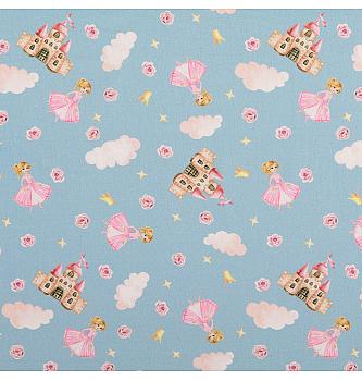Poplin Princeskine sanje | svetlomodra | digitalni tisk | 100%CO