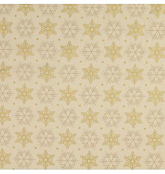 Poplin Božične snežinke | metalik | krem | 100%CO