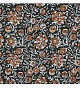 Poplin Etno flora | ročni tisk | temnozelena | 100%CO
