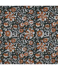Verhees Poplin Etno flora | ročni tisk | temnozelena | 100%CO 06612.005
