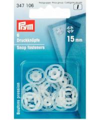 PRYM Prišivni pritiskači | 15mm | transparentni | plastični | 6kos 347106