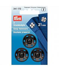 PRYM Prišivni pritiskači | 21mm | črni 341172