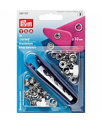 PRYM Pritiskači za jersey z orodjem | 10mm | lahko zapiranje | srebrni | 10kos 390107