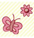 Našitek Roza metulj in cvet
