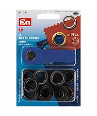 PRYM Pritiskači luknjice | črni | 14mm | 10kos 541384