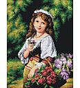 Gobelin Portret Mlade prodajalke cvetja | Fritz Zuber Bubler | 30x40cm