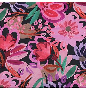 Pamučni saten  Cvetni | tanji | plava | digitalna štampa | 100%CO