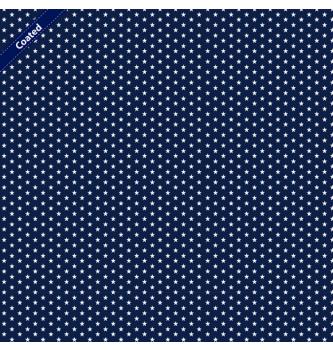 Puplin sa premazom Mini zvezdice | tamno plava | 80%CO / 20%PC