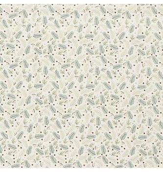 Puplin Božićne grančice | metalik | krem | 100%CO