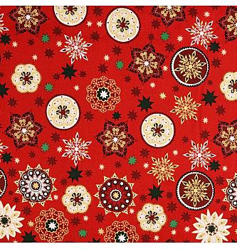 Puplin Božićni ornamenti | metalik | crvena | 100%CO