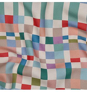 Viskozna tkanina Kockasto | digitalna štampa | multicolor | 100%VI