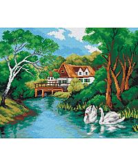 ORCHIDEA Goblen Labudovi kraj kuće | 40x50cm 2522M