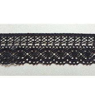Heklana/Idrijska čipka | pamuk | crna | 45mm
