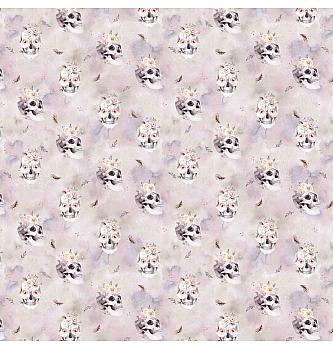 GOTS Futer Lobanje sa cvetovima | siva | digitalna štampa | 95%C