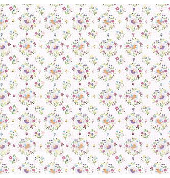 Puplin Ptičice i ružice | bela | 100%CO