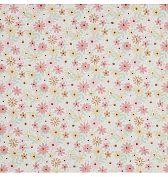 Puplin sa premazom Cvetići | bela | 80%CO / 20%PC