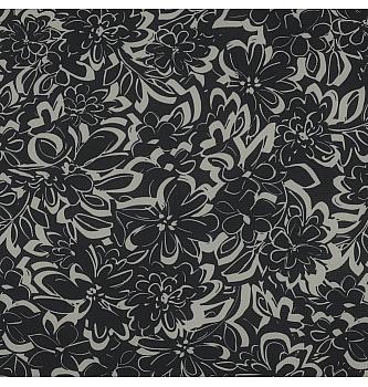 Šifon Stilizovano cveće | crna | 100%PL