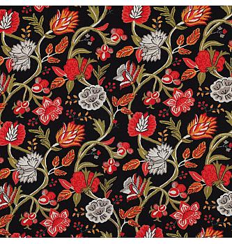 Viskozna tkanina Cvetno | crna | digitalna štampa | 97%VI / 3%EL