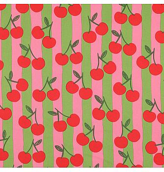 Puplin Trešnje i crte | roze | 100%CO