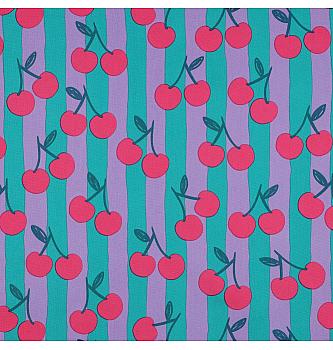 Puplin Trešnje i crte | tirkizna | 100%CO