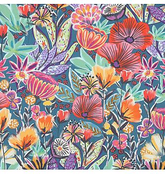 Puplin Letnje cveće | petrolej | digitalna štampa | 100%CO