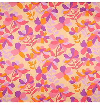 Pamučni saten Cvetna livada | tanji | kajsija | 100%CO