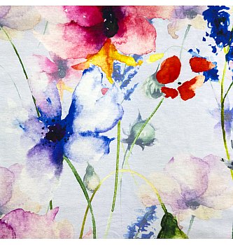 Viskozni žersej U cveću | digitalna štampa | plava | 95%VI / 5%EL