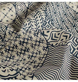 Batist batik Etno | krem/indigo | 100%CO