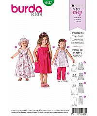 BURDA Kroj Letnji komplet za devojčice - haljina, tunika i pantalone 9437