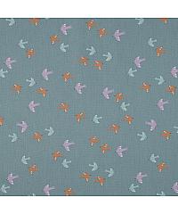 Verhees GOTS puplin Ptičice na nebu | tamna menta | 100%CO 05501.005