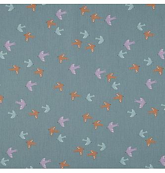 GOTS puplin Ptičice na nebu | tamna menta | 100%CO