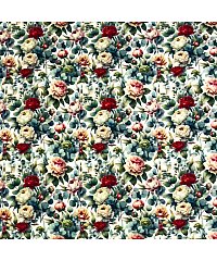 KH Group Viskozni žersej Romantično cveće | digitalna štampa | bela | 95%VI / 5%EL S2099-3683