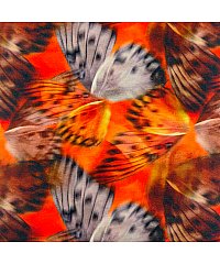 KH Group Viskozni žersej Leptirov let | digitalna štampa | narandžasta | 95%VI / 5%EL S1908-1106