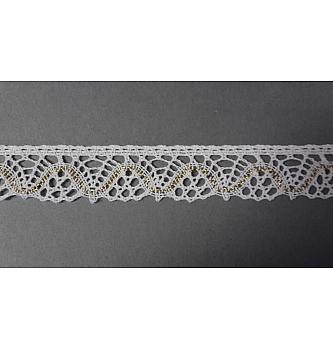 Heklana/Idrijska čipka | pamuk | belo-zlatna | 27mm